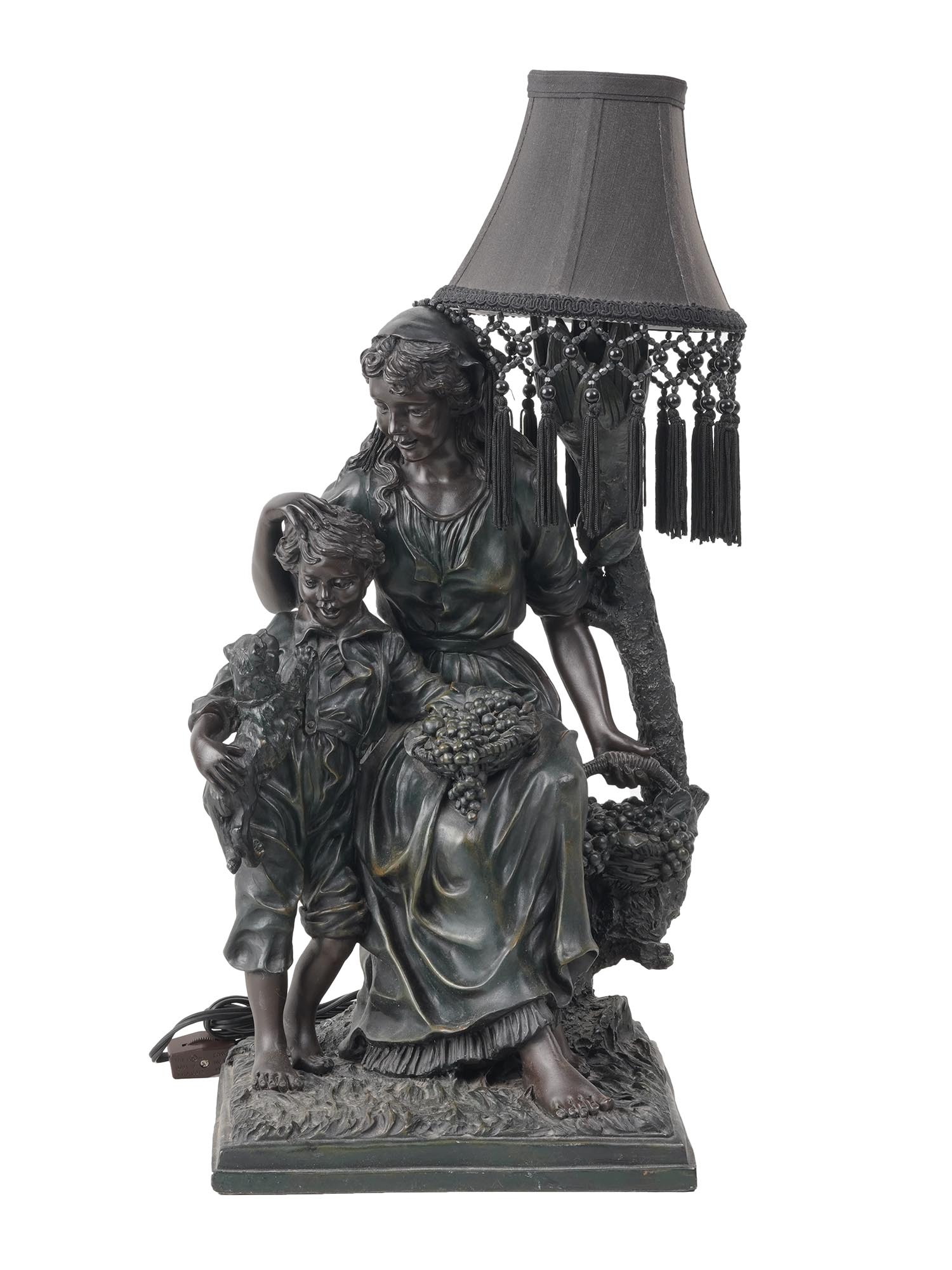 BLACK SCULPTURAL TABLE LAMP MOTHER WITH CHILD PIC-1